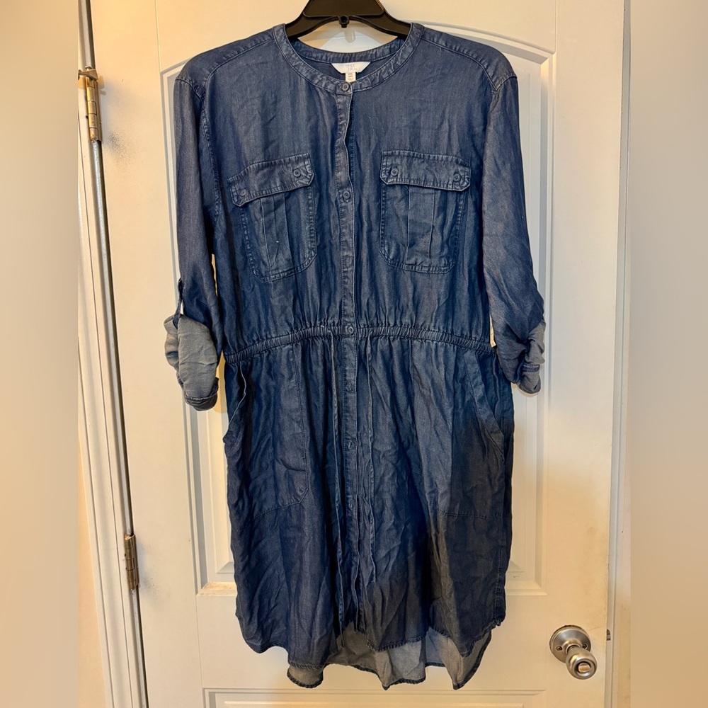 New! Time and Tru Dark Blue Button Down Dress Size XXL